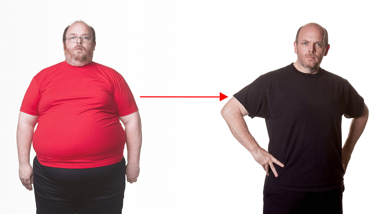 کاهش وزن یک مرد چاق