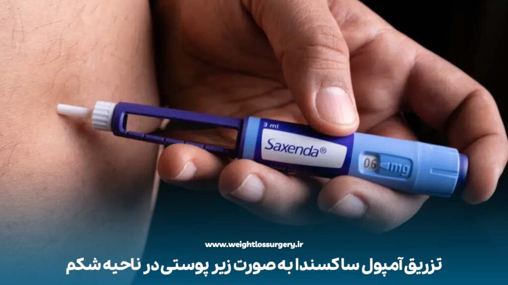 تزریق آمپول ساکسندا به صورت زیر پوستی در ناحیه شکم